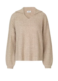 Modström AlvesMD v-neck - Beige melange< Strik & Bluser