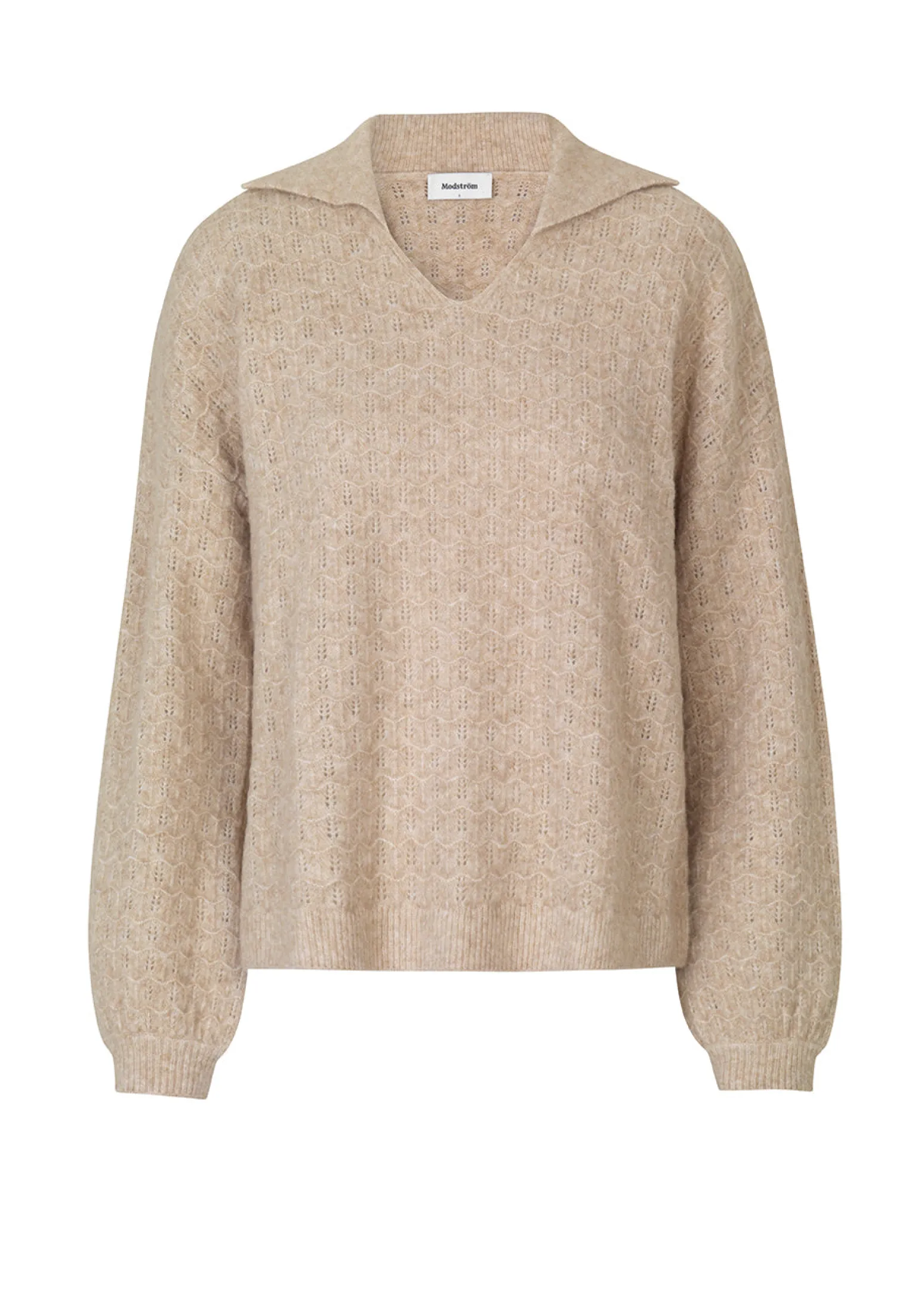 Modström AlvesMD v-neck - Beige melange< Strik & Bluser