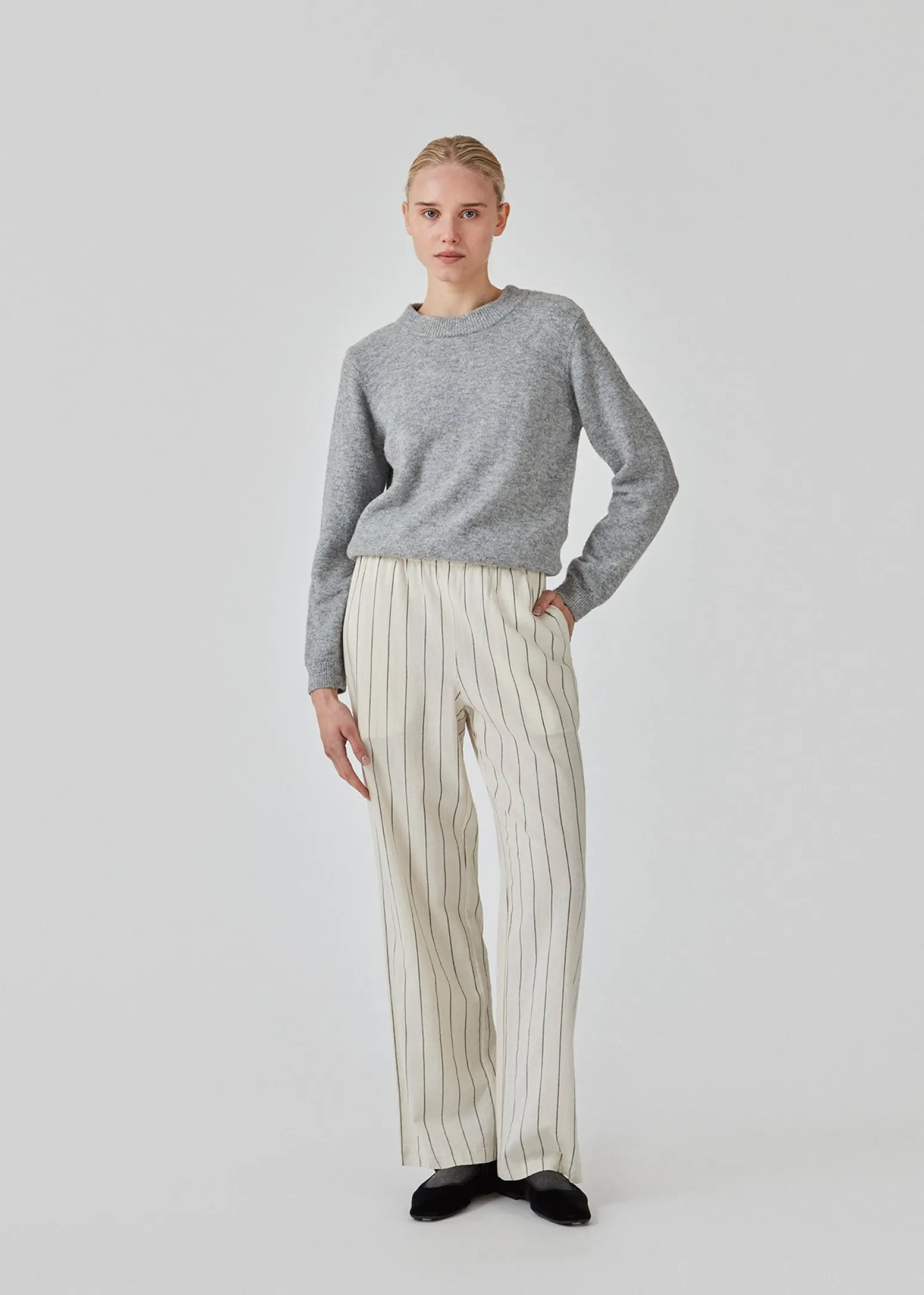 Modström AnnaMD O-neck - Grey Melange< Strik & Bluser
