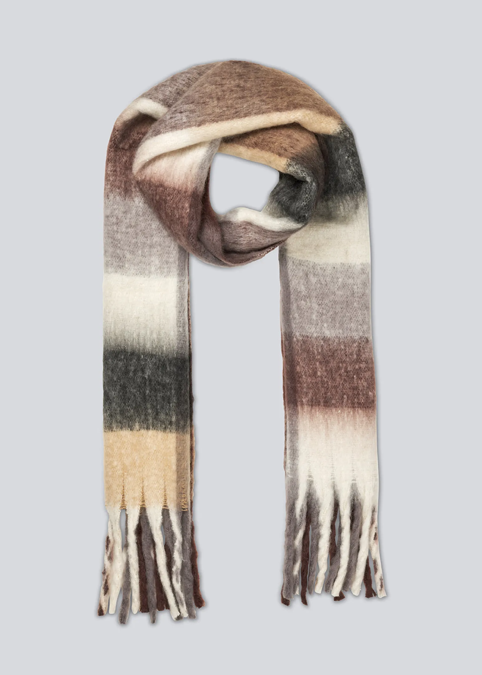 Modström ArisMD check scarf - Warm Grey Knit Check< Huer & Halstørklæder