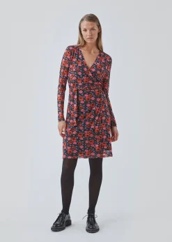 Modström BinnaMD print wrap dress - Flower Blush< Kjoler