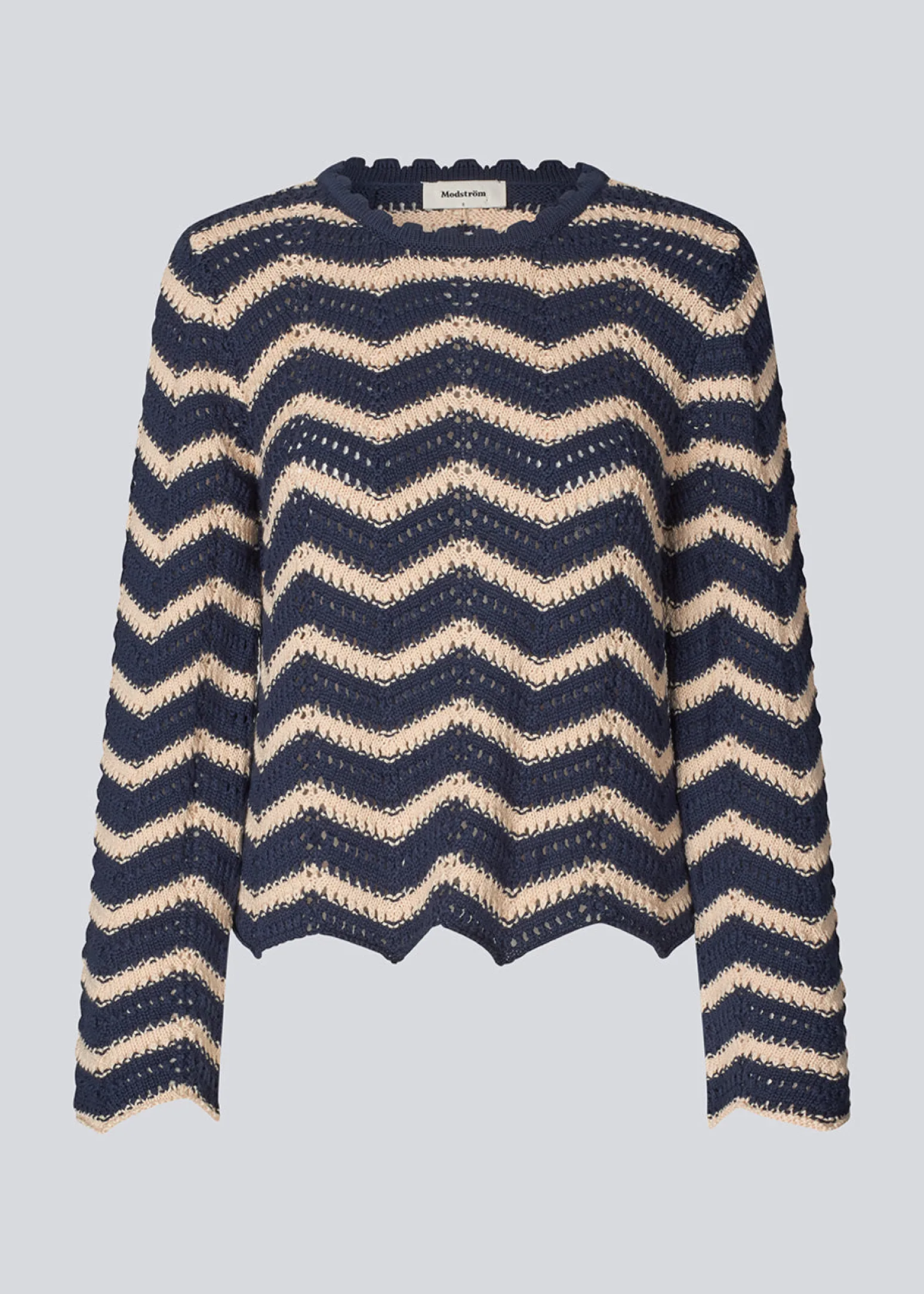 Modström CaryMD o-neck - Navy Summer Sand< Strik & Bluser