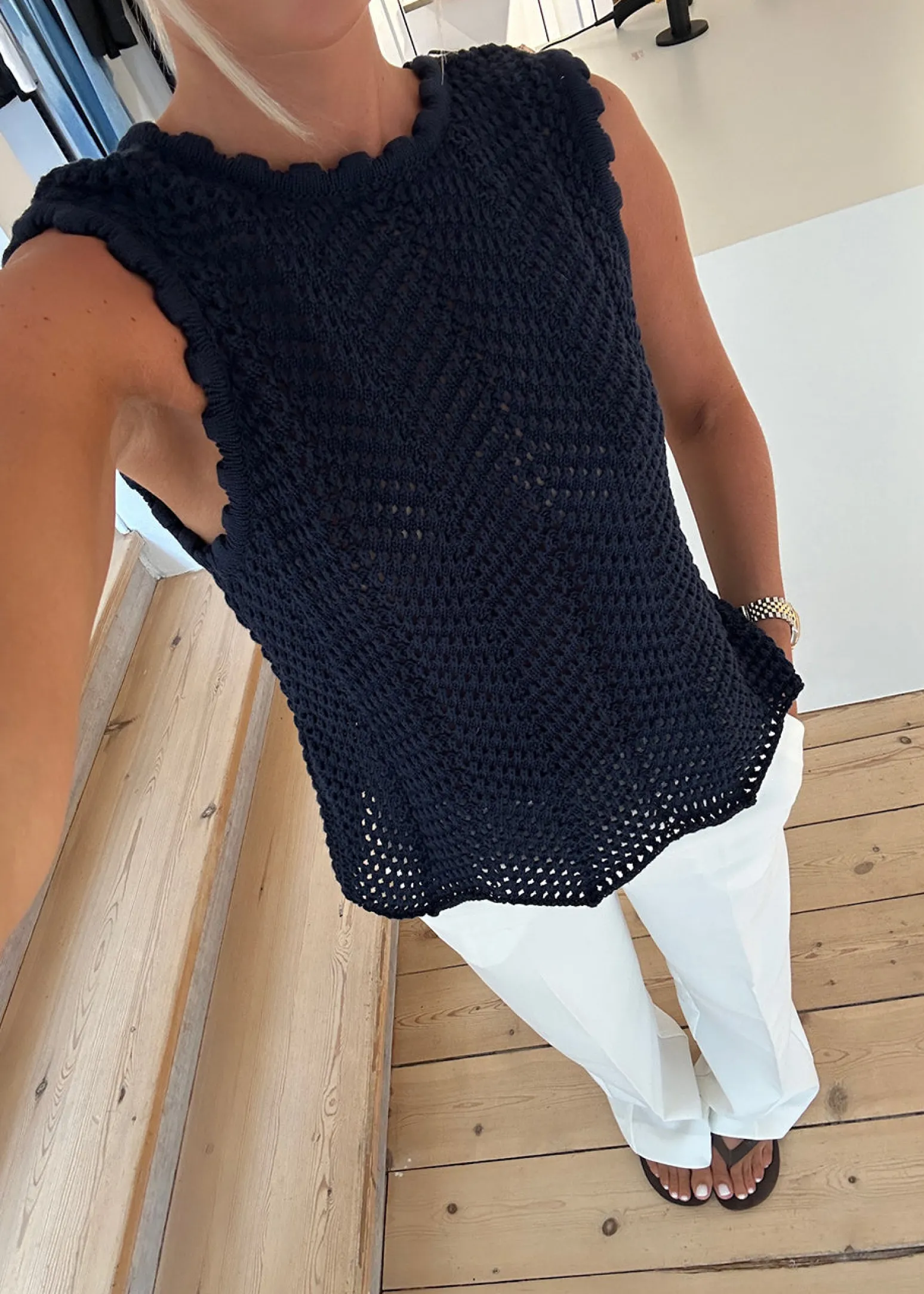 Modström CaryMD top - Navy Sky< Strik & Bluser