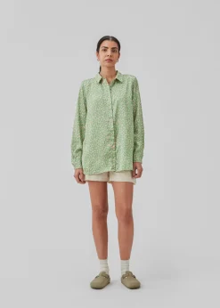 Modström ClarkeMD print shirt - Classic Green Smiley< Skjorter