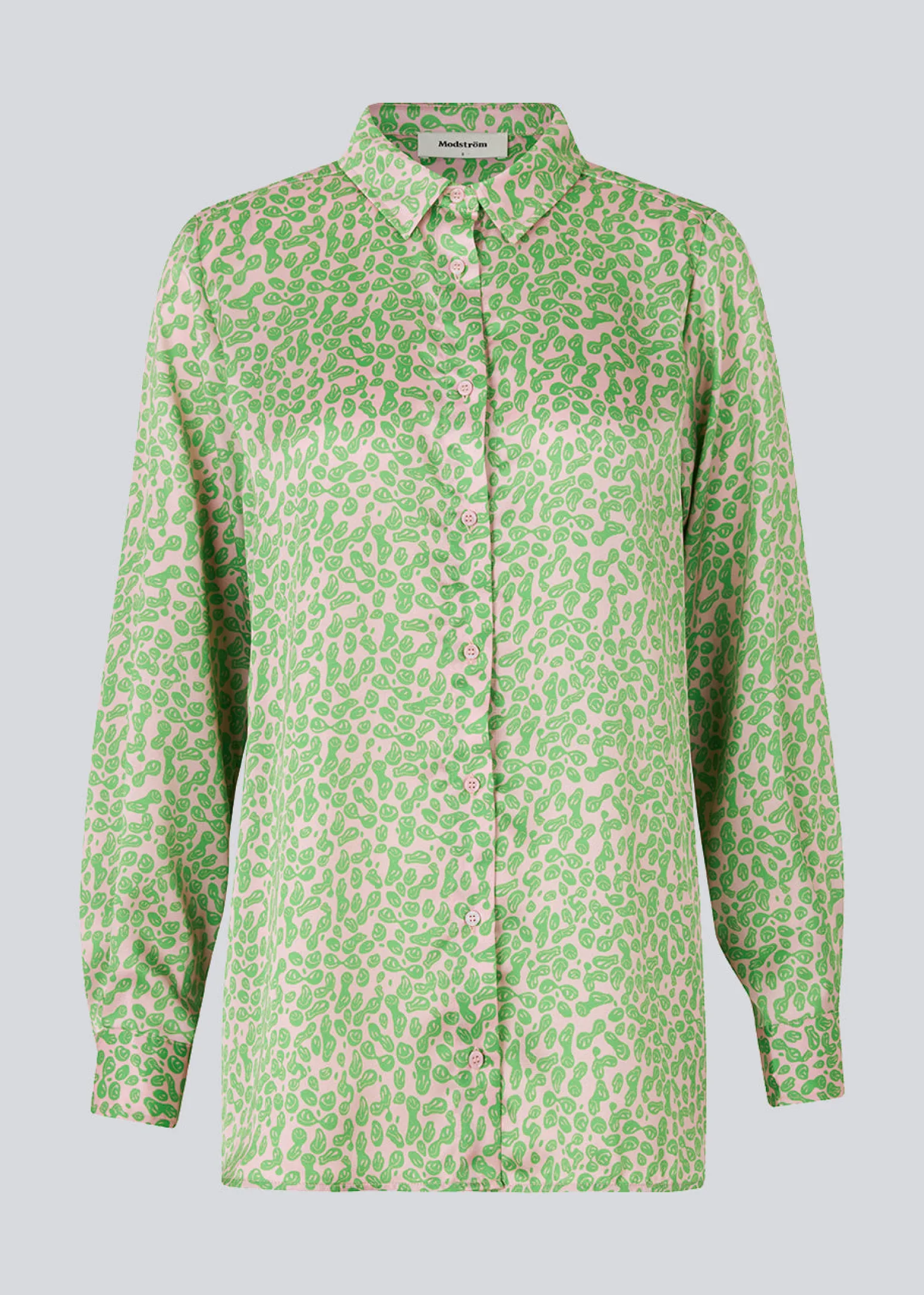 Modström ClarkeMD print shirt - Classic Green Smiley< Skjorter