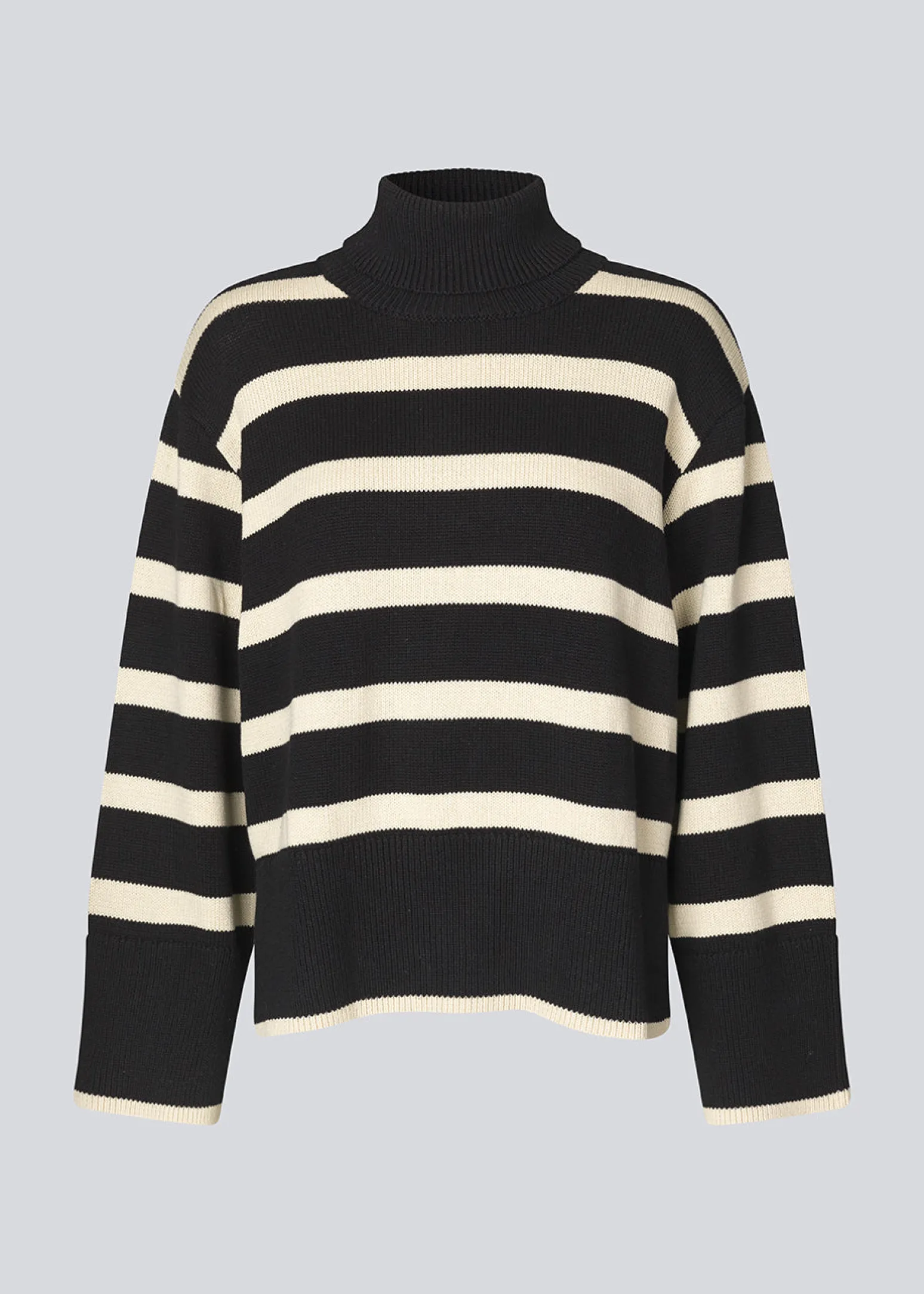 Modström CorbinMD stripe t-neck - Summer Sand Black< Strik & Bluser