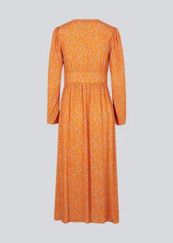 Modström CorinnaMD print dress - Vibrant Orange Flower Leaf< Kjoler