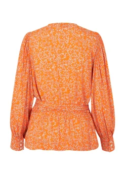 Modström CorinnaMD print top - Vibrant Orange Flower Leaf< Toppe