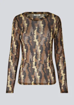 Modström FreenMD print o-neck top - Distorted Seabed< Toppe