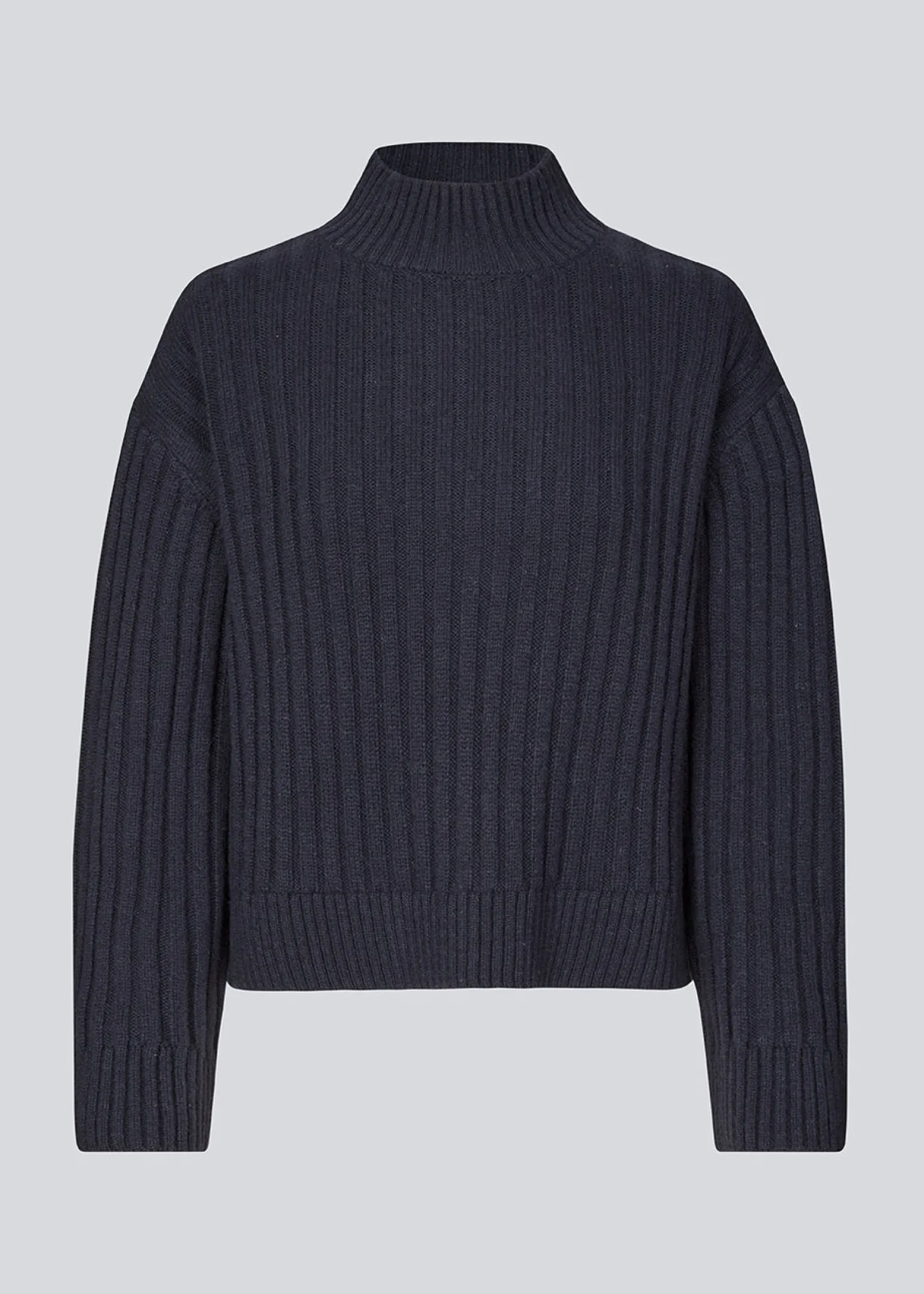 Modström FultonMD rib t-neck - Navy Sky< Strik & Bluser