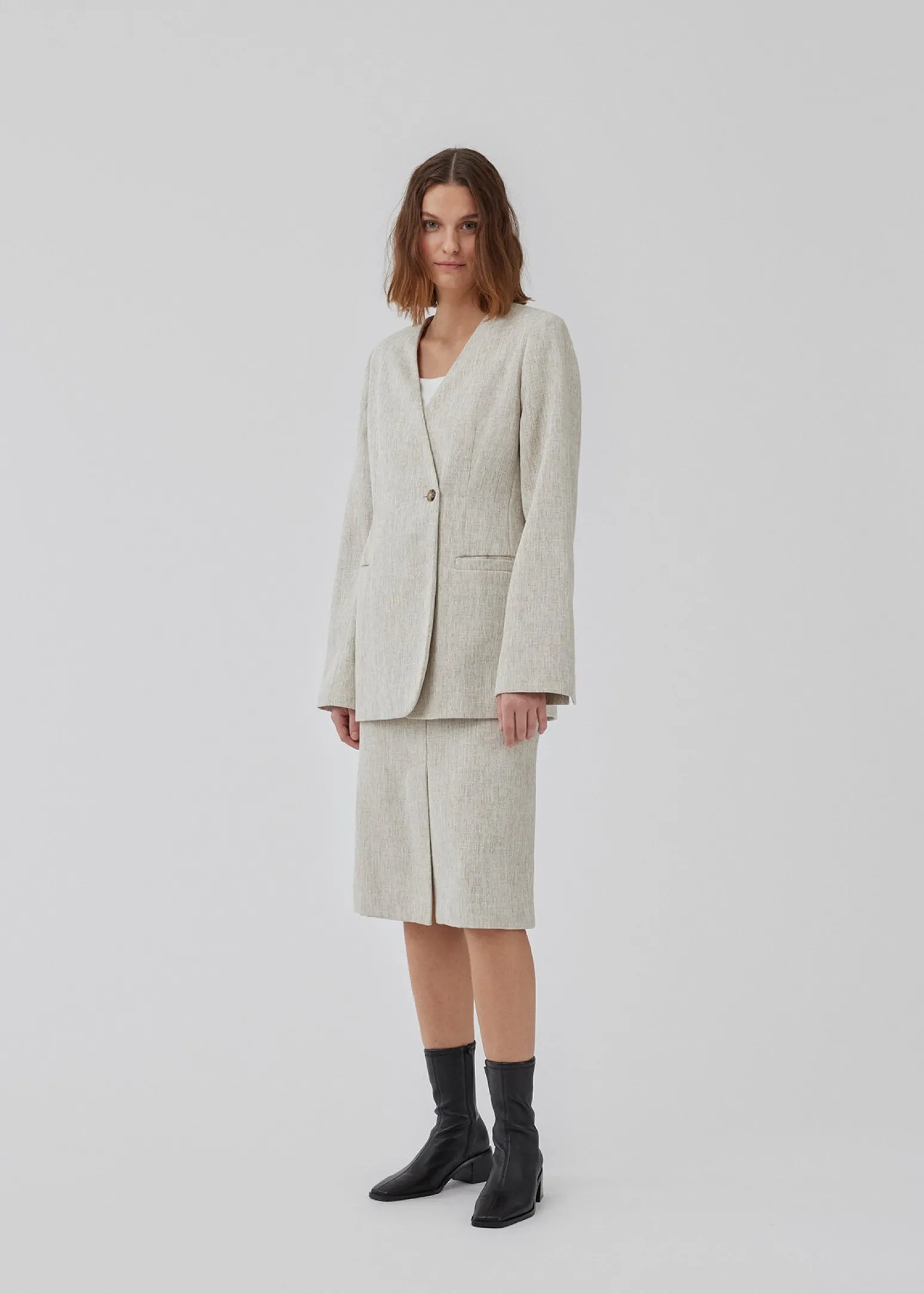 Modström HaleyMD blazer - Summer sand melange< Jakkesæt|Blazere