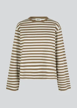 Modström HellenMD LS stripe t-shirt - Dune White Stripe< T-Shirts