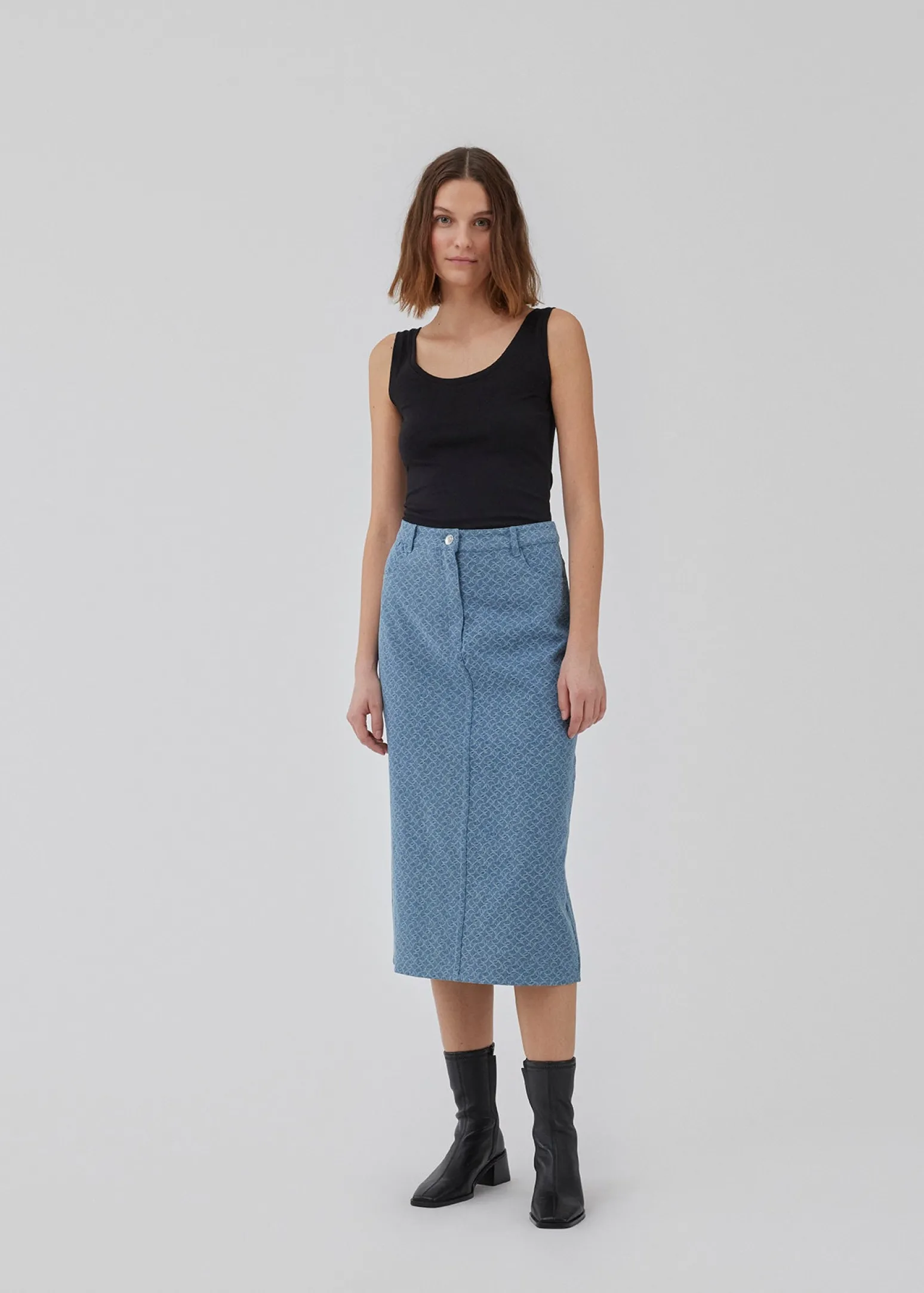 Modström HennesyMD skirt - Structured Medium Blue< Nederdele|Denim