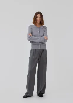 Modström HirokiMD cardigan - Grey Melange< Strik & Bluser