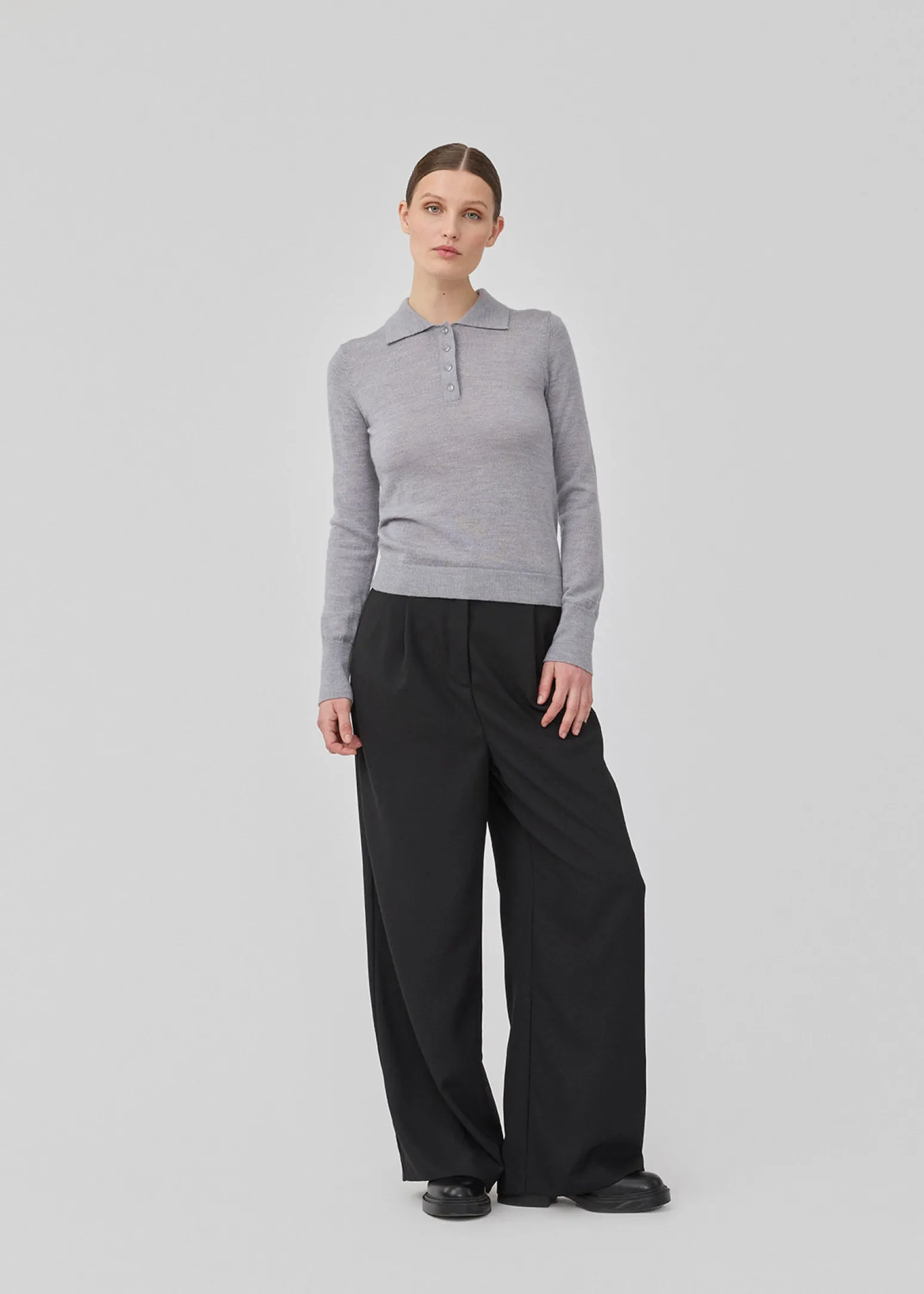 Modström HirokiMD polo - Grey Melange< Strik & Bluser