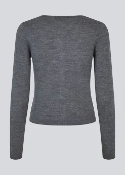 Modström HirokiMD short cardigan - Dark Grey Melange< Strik & Bluser