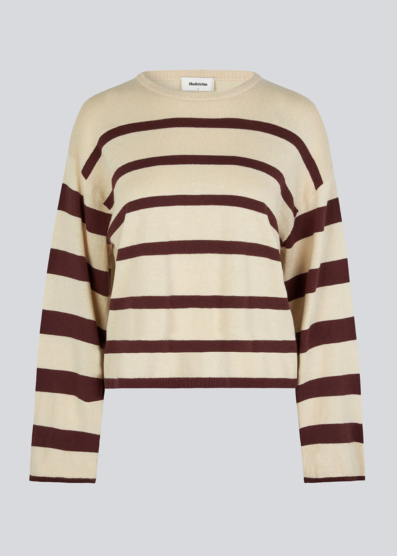Modström HurleyMD stripe o-neck - Pinecone Summer Sand Stripe< Strik & Bluser