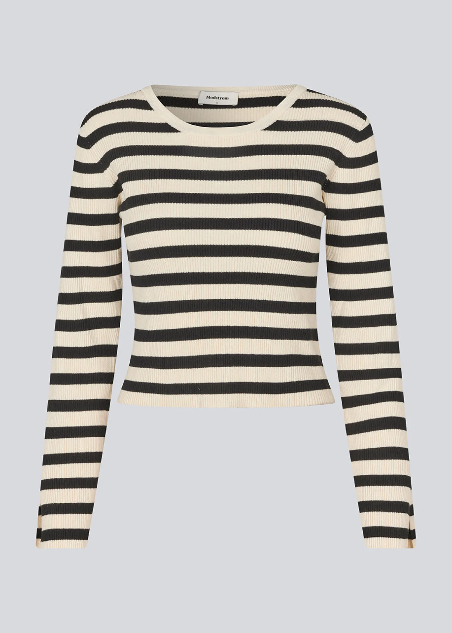 Modström IbrahimMD o-neck - Black Summer Sand Stripe< Strik & Bluser