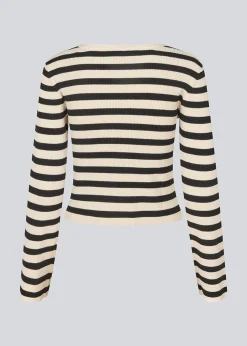 Modström IbrahimMD o-neck - Black Summer Sand Stripe< Strik & Bluser