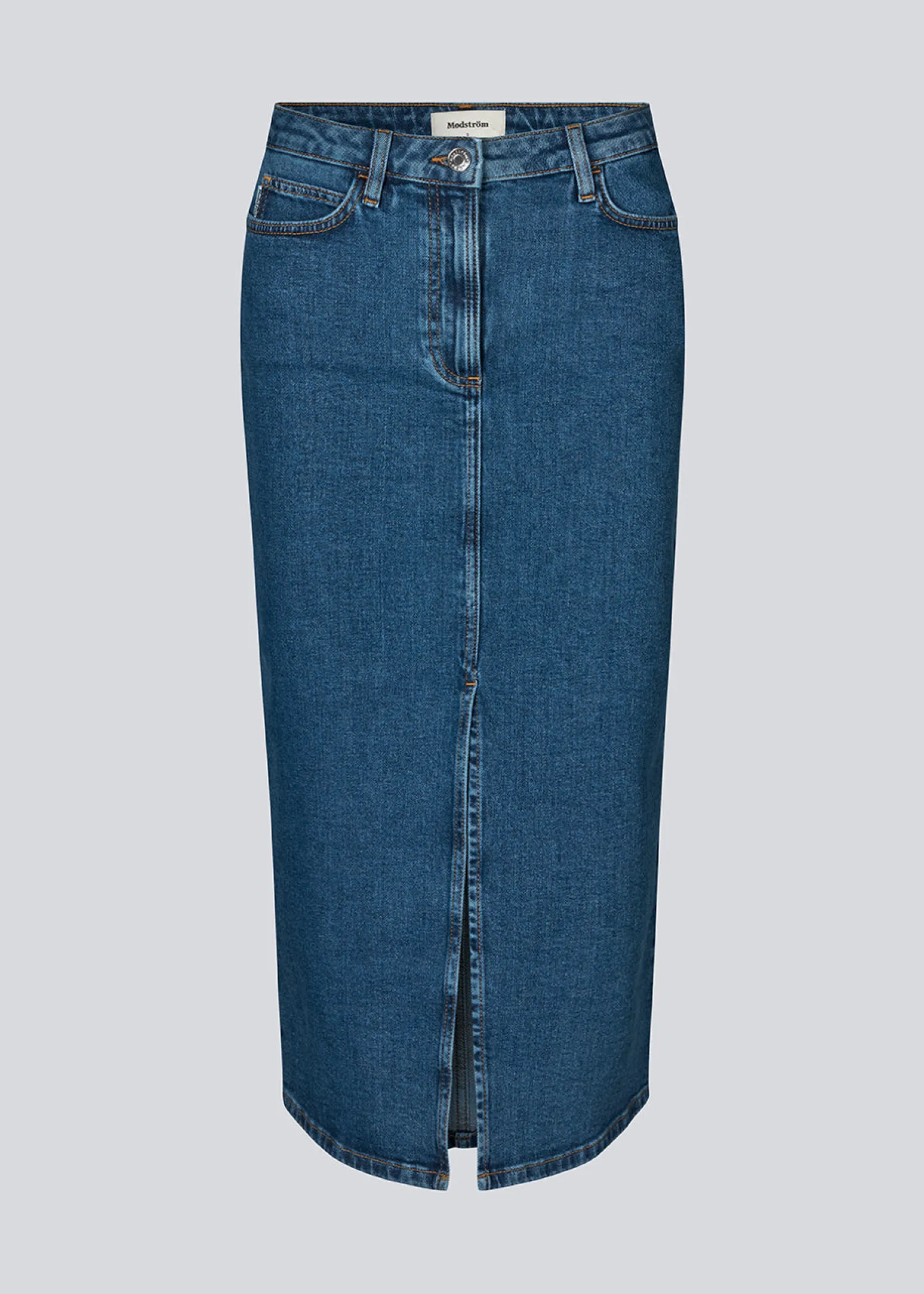 Modström IvannaMD long skirt - Distressed Blue< Nederdele|Denim