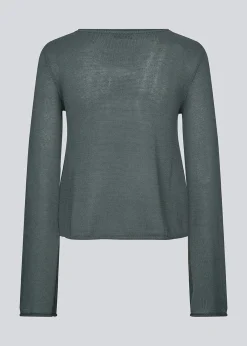 Modström IvonneMD flared o-neck - Harbor Green< Strik & Bluser