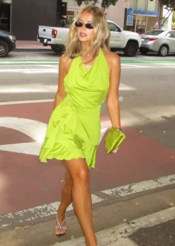 Modström JosefineMD flowy dress - Golden Lime< Kjoler
