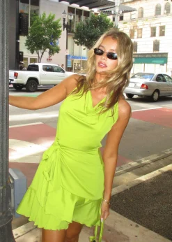 Modström JosefineMD flowy dress - Golden Lime< Kjoler