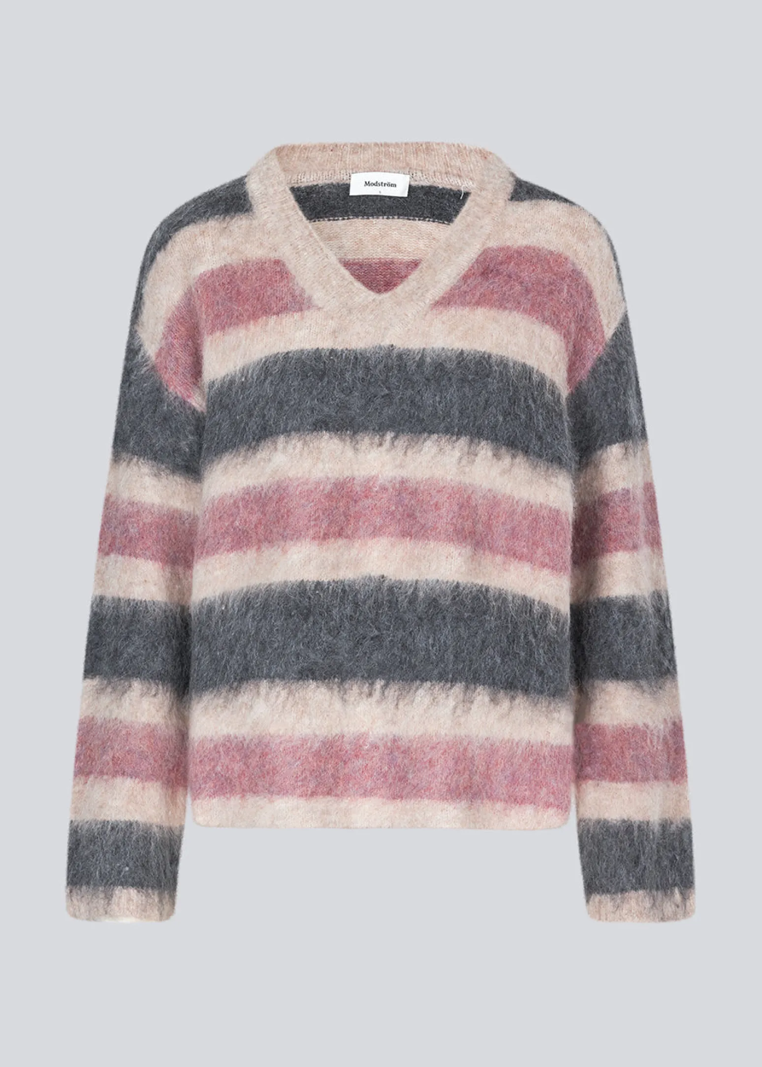 Modström KaneMD stripe v-neck - Sparkling Stripe< Strik & Bluser