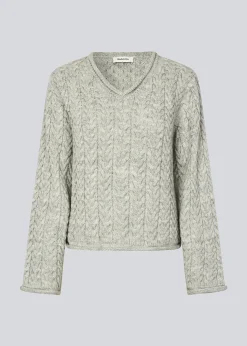 Modström KurtisMD v-neck - Grey Melange< Strik & Bluser