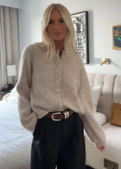 Modström LenniMD cardigan - Beige melange< Strik & Bluser