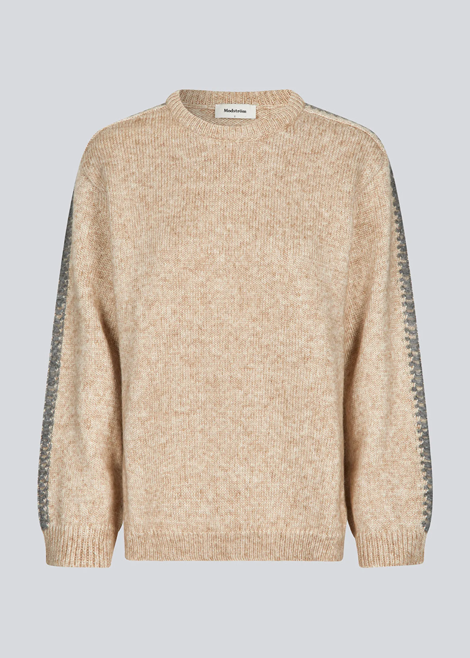Modström LineMD o-neck - Beige melange< Strik & Bluser