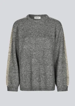 Modström LineMD o-neck - Dark Grey Melange< Strik & Bluser