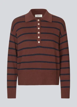 Modström Malvamd stripe polo - Andorra Navy stripe< Strik & Bluser
