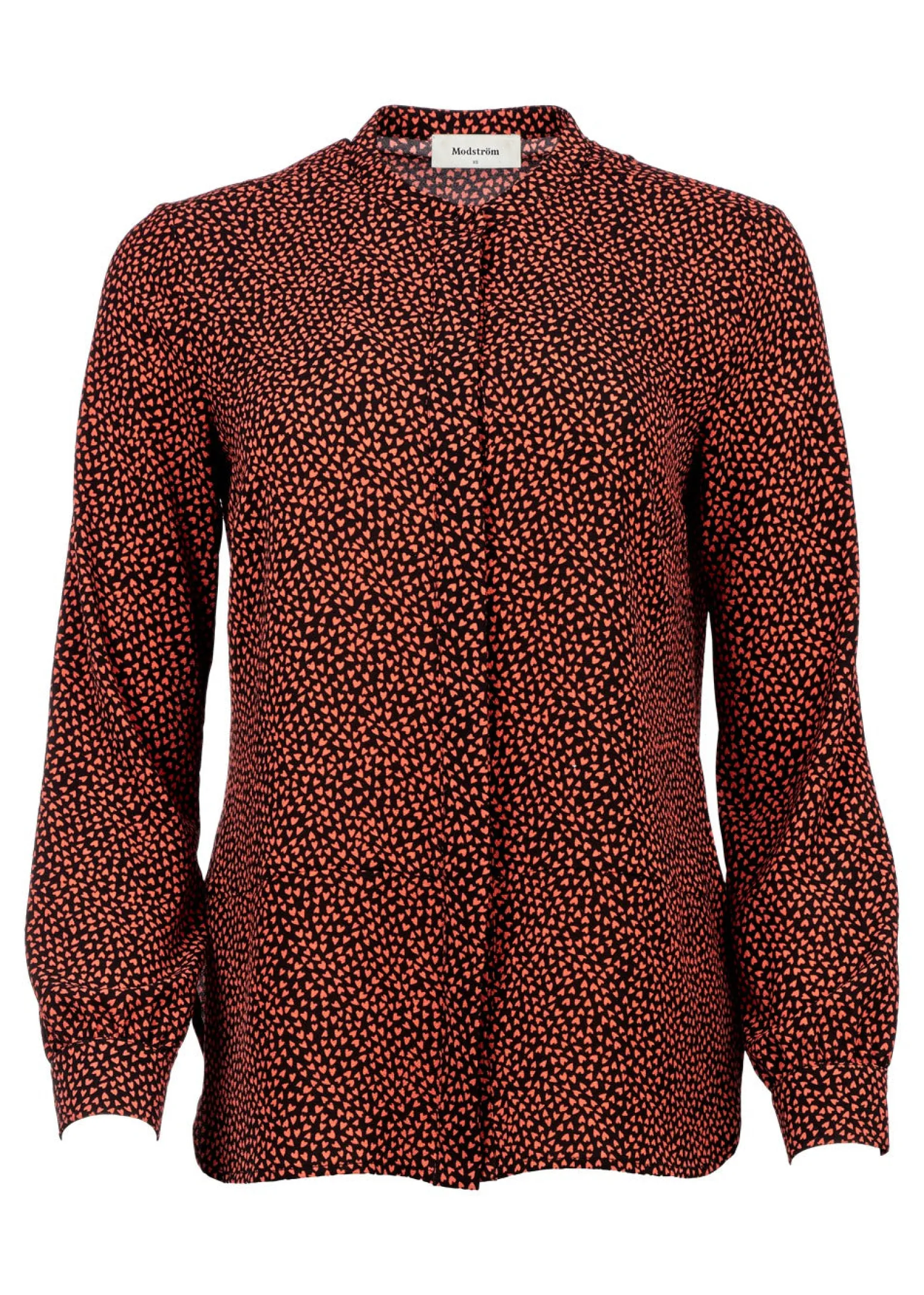 Modström Preloved Atlas print shirt, varen er en brugt style - Heart red blush< Preloved