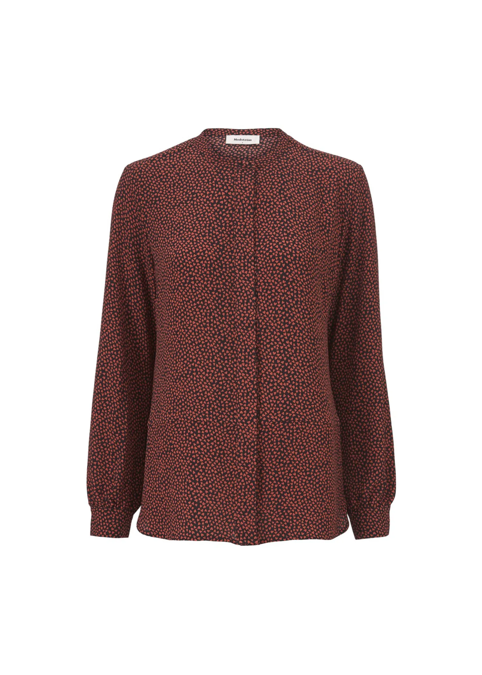 Modström Preloved Atlas print shirt, varen er en brugt style - Heart red blush< Preloved