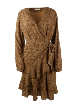 Modström Preloved Atlas print dress, varen er en brugt style - Heart Camel< Preloved