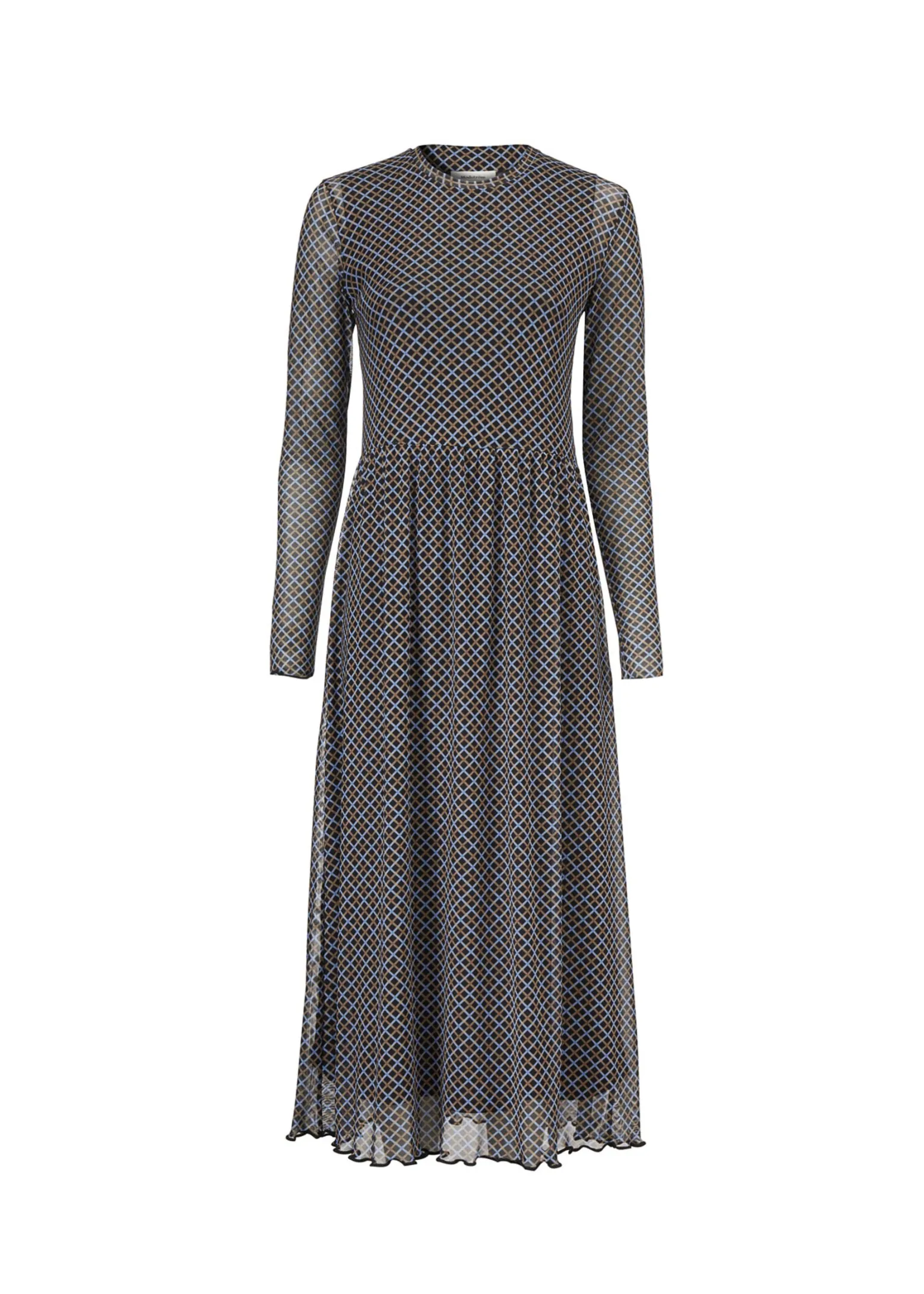 Modström Preloved Fairy print dress, varen er en brugt style - Blue Camel Check< Preloved