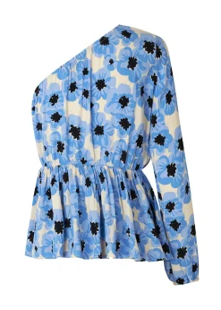 Modström TorahMD print one shoulder top - Blue Pearl Flower< Kjoler