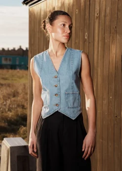 Modström TylinMD vest - Light Blue Wash< Denim|Veste